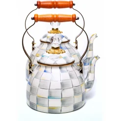 Fall Entertaining|Tea Kettles|MacKenzie-Childs Sterling Check 3 Quart Tea Kettle