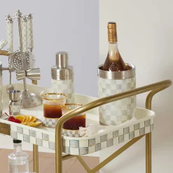 Fall Entertaining|Bar Entertaining|MacKenzie-Childs Sterling Check 3260 Wine Cooler