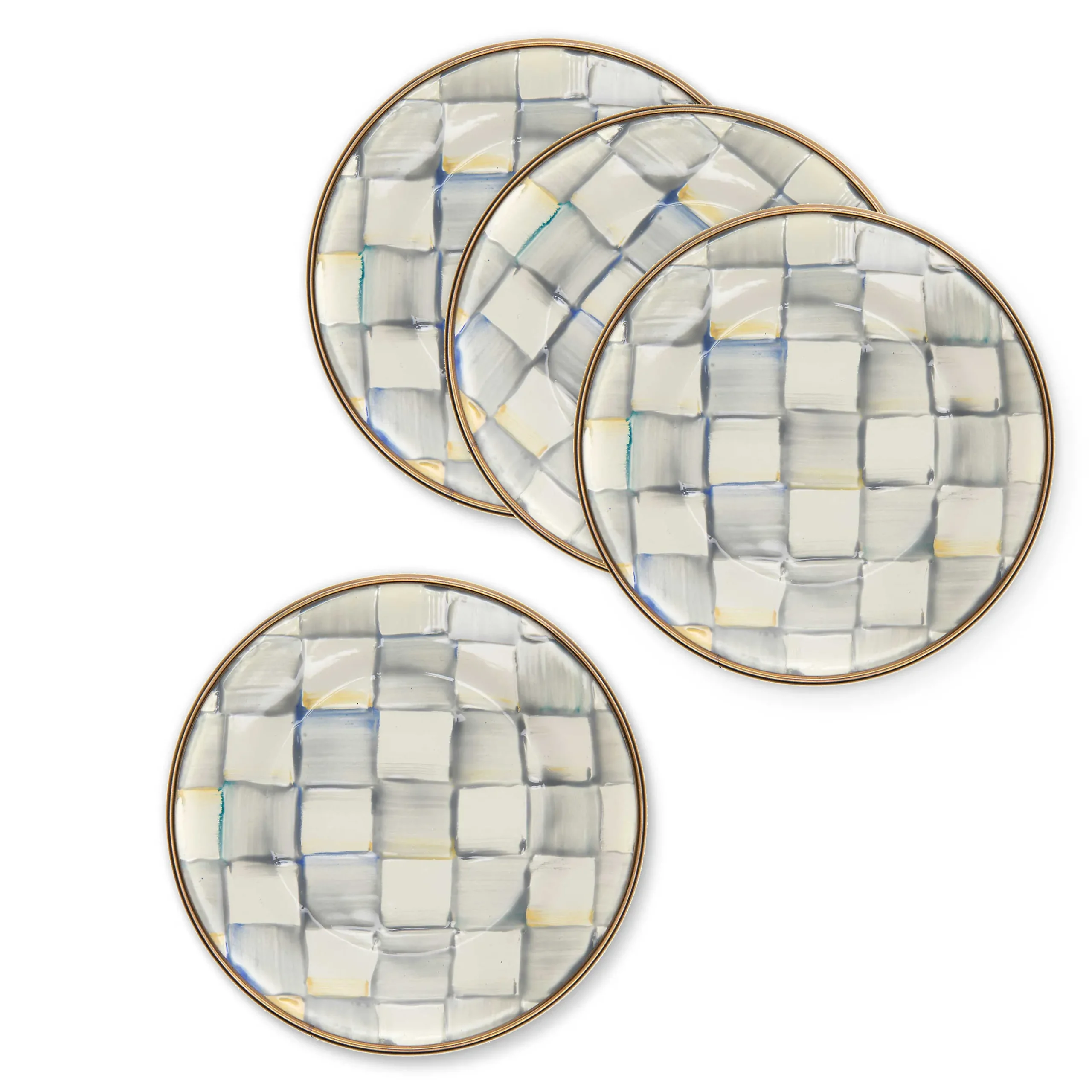 Bar Entertaining|Serveware|MacKenzie-Childs Sterling Check Appetizer Plates, Set of 4