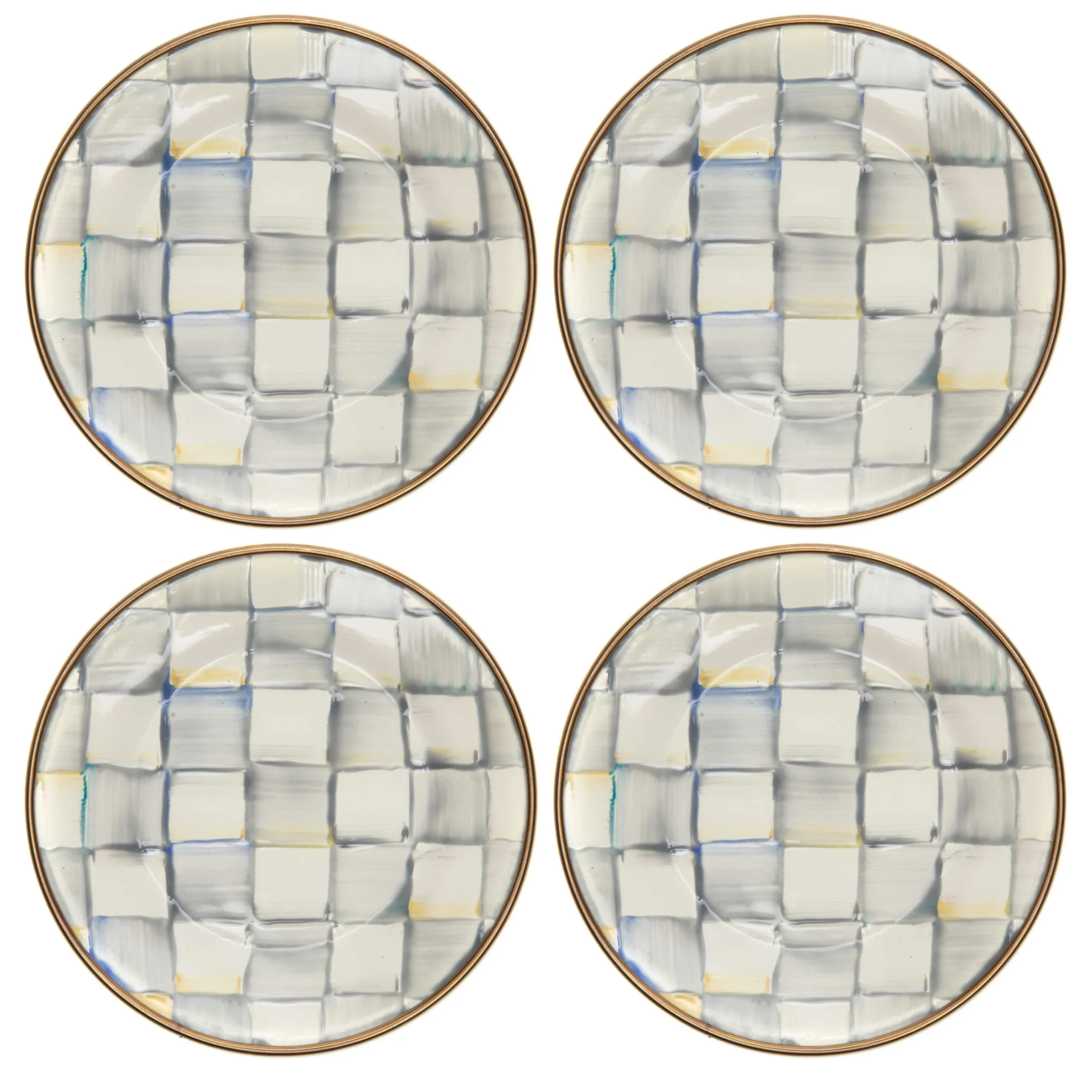 Bar Entertaining|Serveware|MacKenzie-Childs Sterling Check Appetizer Plates, Set of 4
