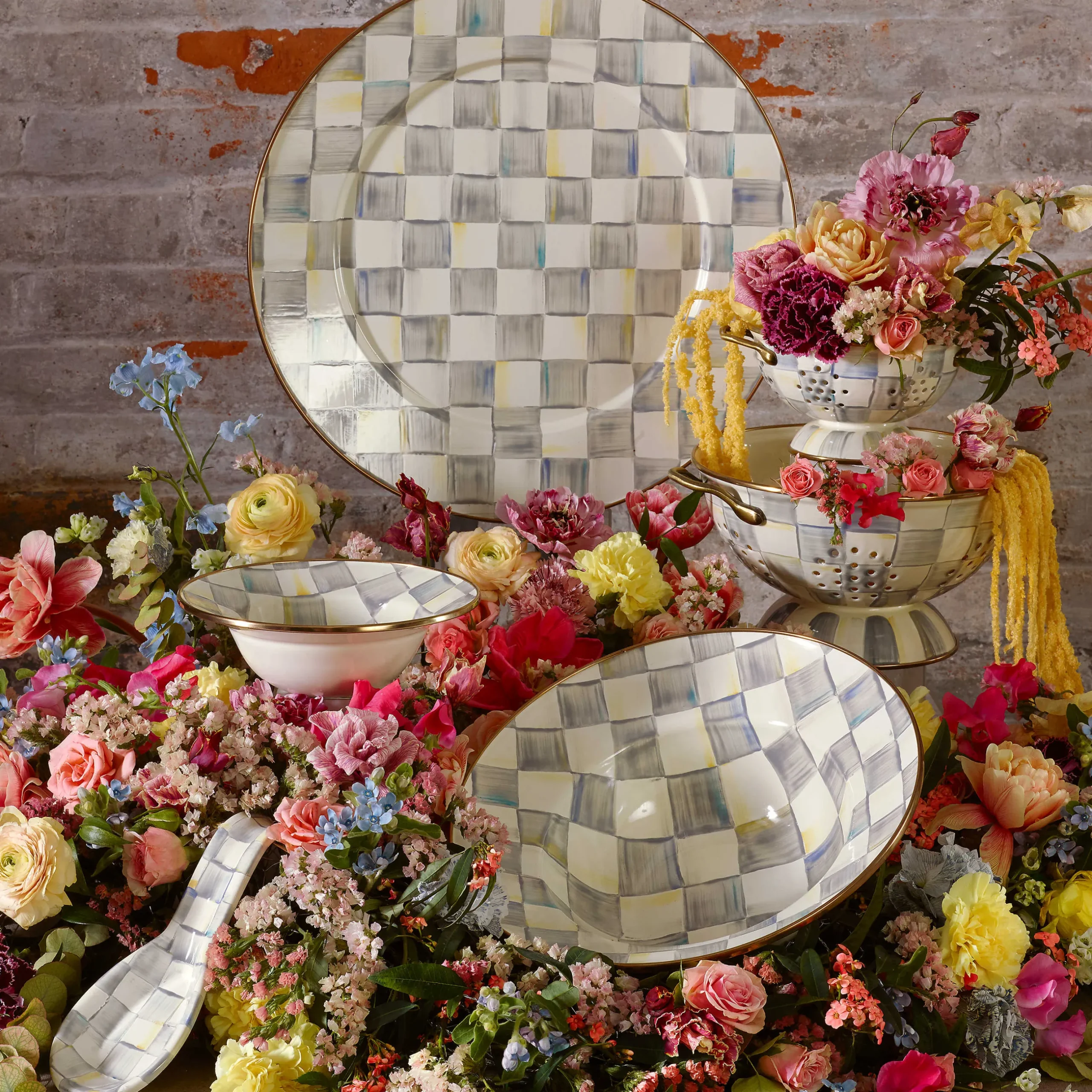 Dinnerware & Flatware|MacKenzie-Childs Sterling Check Breakfast Bowl