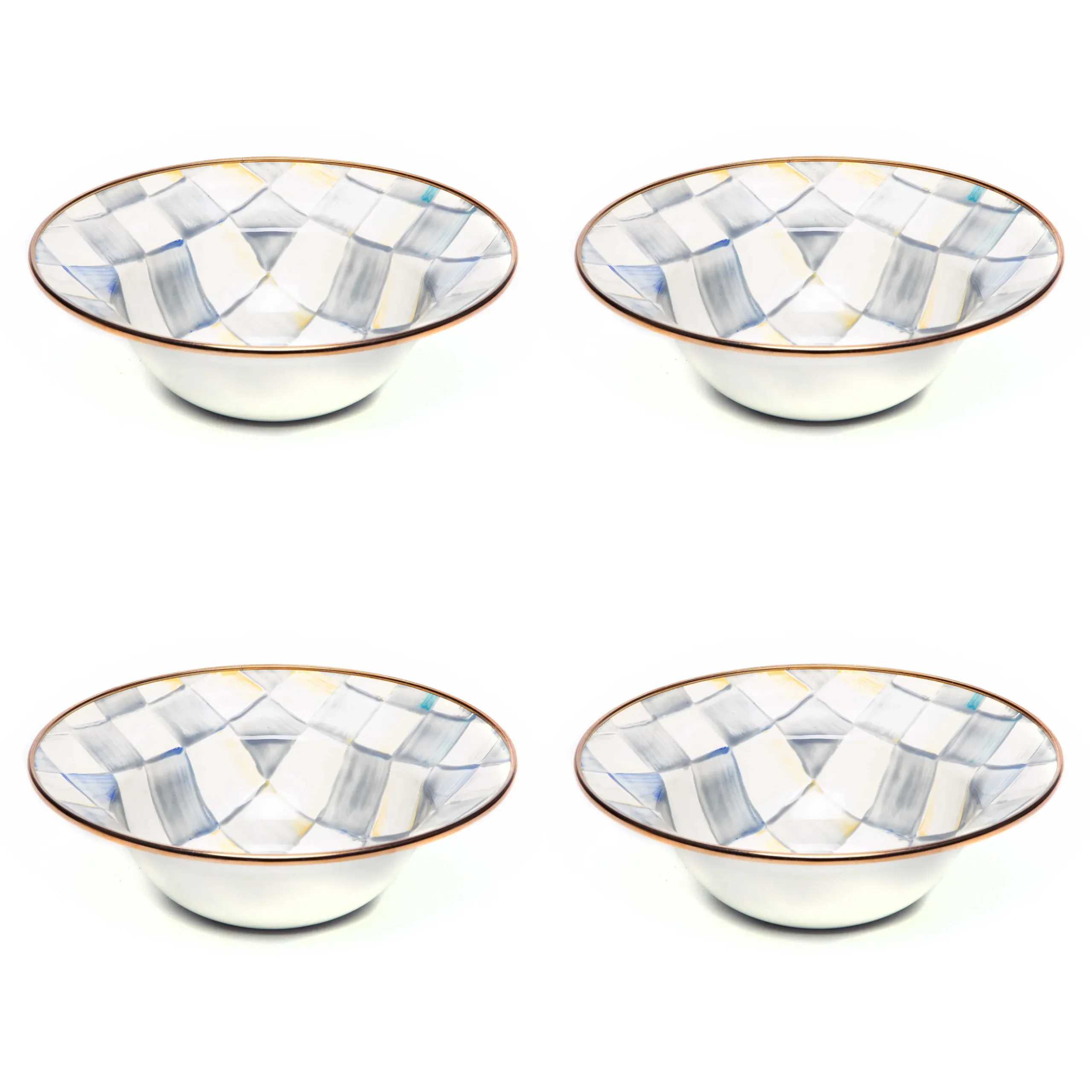 Kitchen & Dining Sets|Dinnerware & Flatware|MacKenzie-Childs Sterling Check Breakfast Bowls, Set of 4