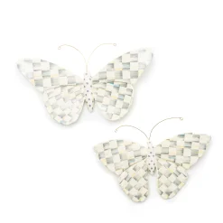 Room Accents|MacKenzie-Childs Sterling Check Butterfly Duo Wall Decor