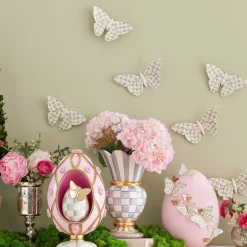 Room Accents|MacKenzie-Childs Sterling Check Butterfly Duo Wall Decor