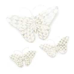 Room Accents|MacKenzie-Childs Sterling Check Butterfly Duo Wall Decor