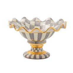 Serveware|MacKenzie-Childs Sterling Check Ceramic Compote