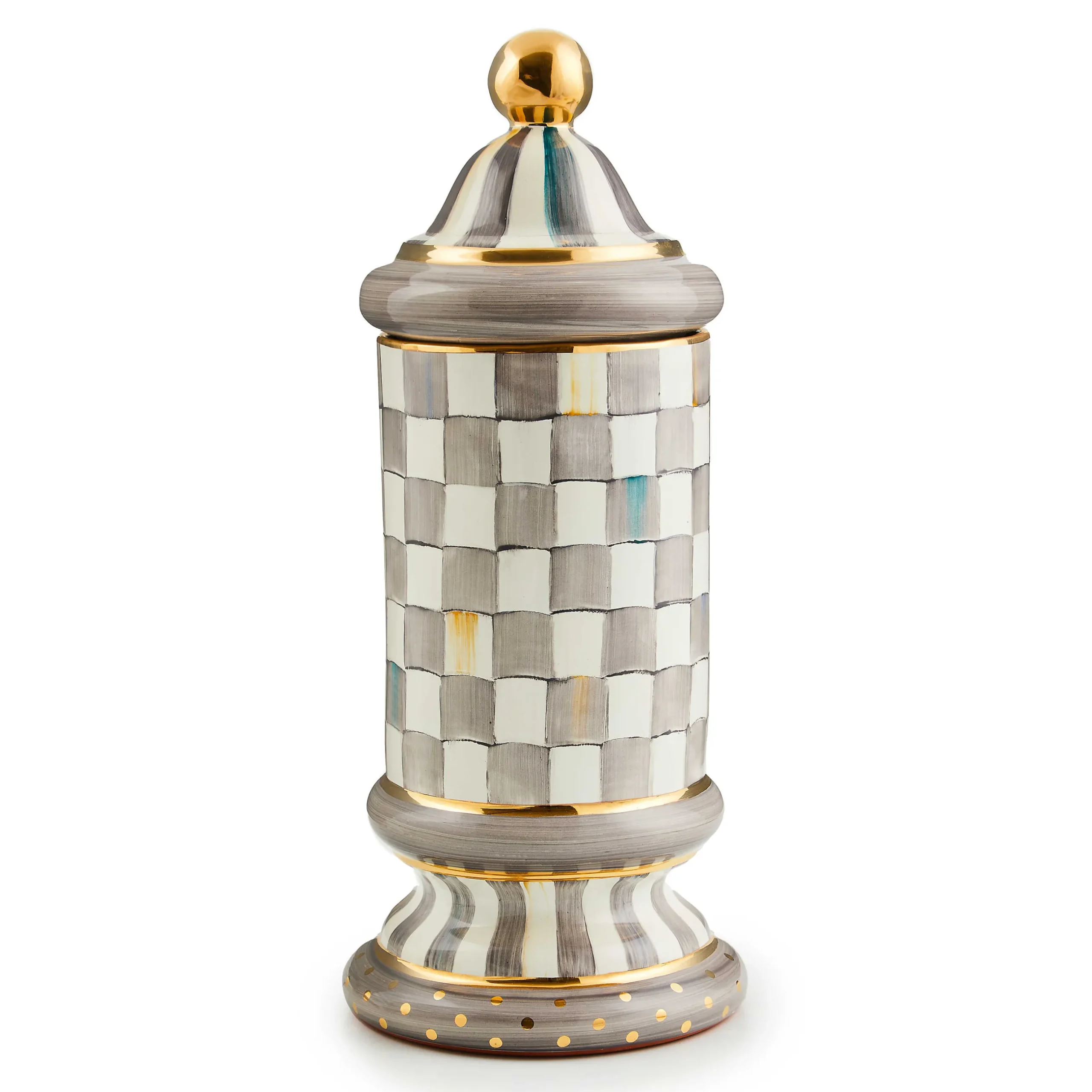 Kitchen Storage & Organization|MacKenzie-Childs Sterling Check Ceramic Column Canister