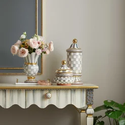 Kitchen Storage & Organization|MacKenzie-Childs Sterling Check Ceramic Column Canister