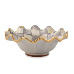 Dinnerware & Flatware|MacKenzie-Childs Sterling Check Ceramic Fluted Breakfast Bowl