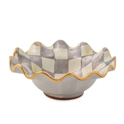 Dinnerware & Flatware|MacKenzie-Childs Sterling Check Ceramic Fluted Breakfast Bowl