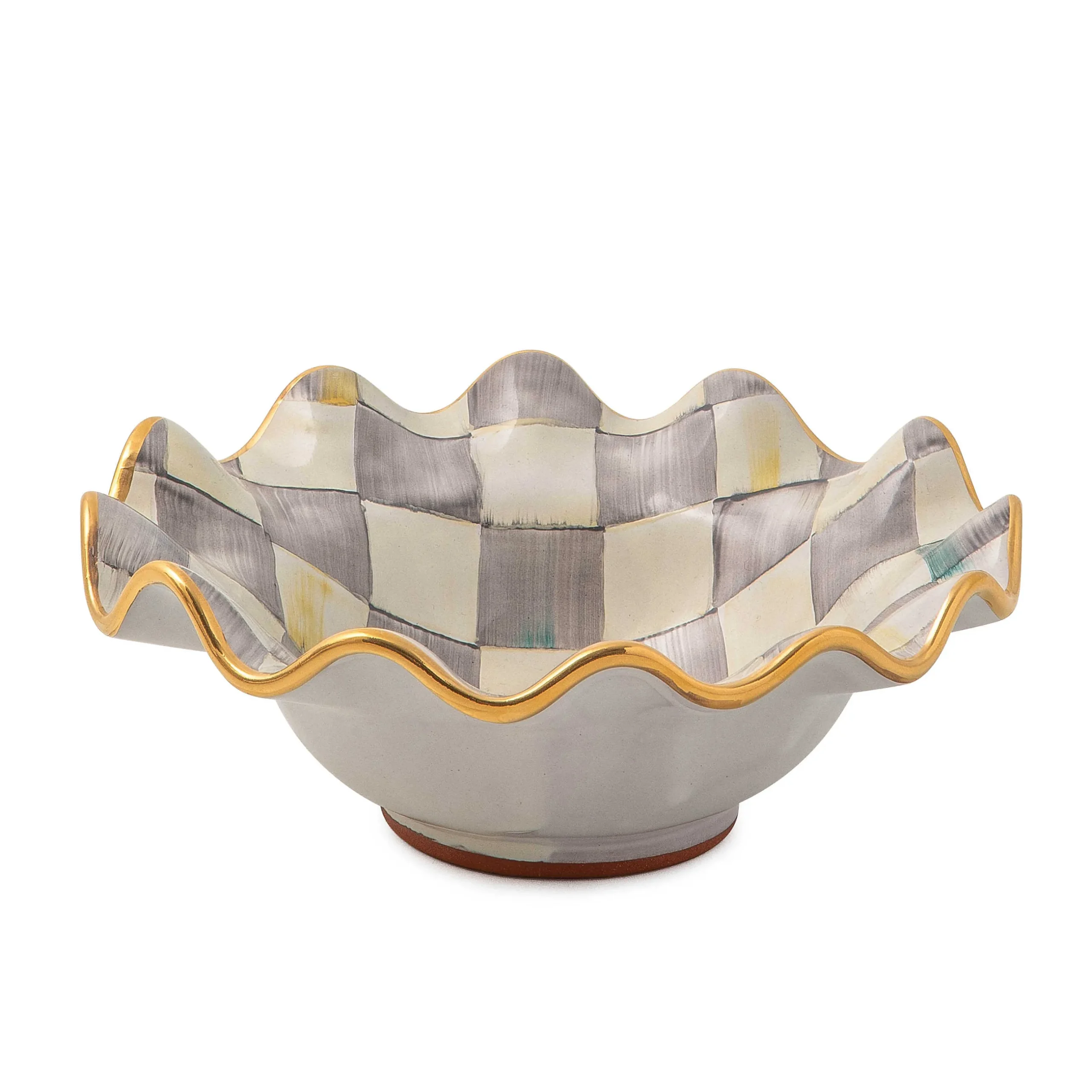 Dinnerware & Flatware|MacKenzie-Childs Sterling Check Ceramic Fluted Breakfast Bowl