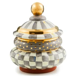 Kitchen Storage & Organization|MacKenzie-Childs Sterling Check Ceramic Groovy Canister
