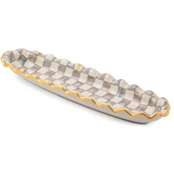 Fall Entertaining|Serveware|MacKenzie-Childs Sterling Check Ceramic Hors d'Oeuvre Tray