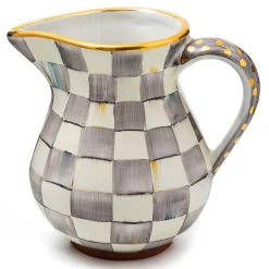 Bar Entertaining|Serveware|MacKenzie-Childs Sterling Check Ceramic Portly Pitcher