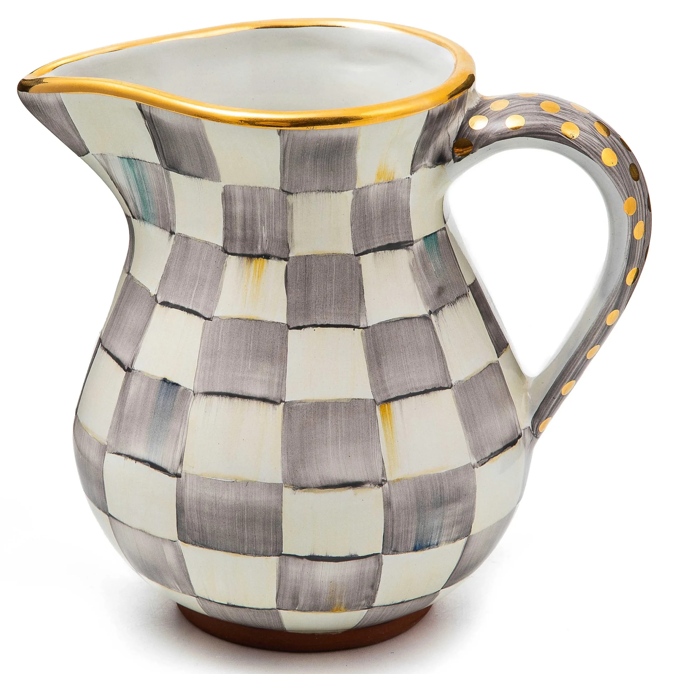 Bar Entertaining|Serveware|MacKenzie-Childs Sterling Check Ceramic Portly Pitcher