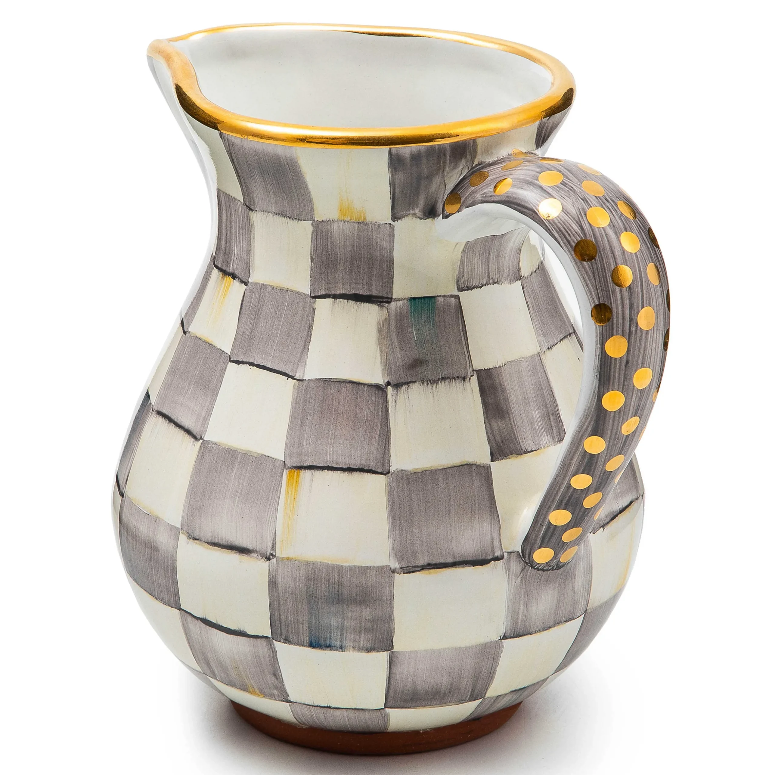 Bar Entertaining|Serveware|MacKenzie-Childs Sterling Check Ceramic Portly Pitcher
