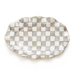 Serveware|MacKenzie-Childs Sterling Check Ceramic Serving Platter
