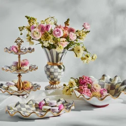 Serveware|MacKenzie-Childs Sterling Check Ceramic Serving Platter