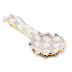 Kitchen Utensils & Tools|MacKenzie-Childs Sterling Check Ceramic Spoon Rest