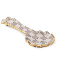 Kitchen Utensils & Tools|MacKenzie-Childs Sterling Check Ceramic Spoon Rest