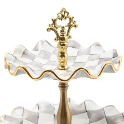 Bar Entertaining|Serveware|MacKenzie-Childs Sterling Check Ceramic Three Tier Sweet Stand