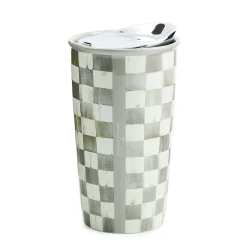 Accessories|The Coffee Shop|MacKenzie-Childs Sterling Check Ceramic Travel Cup