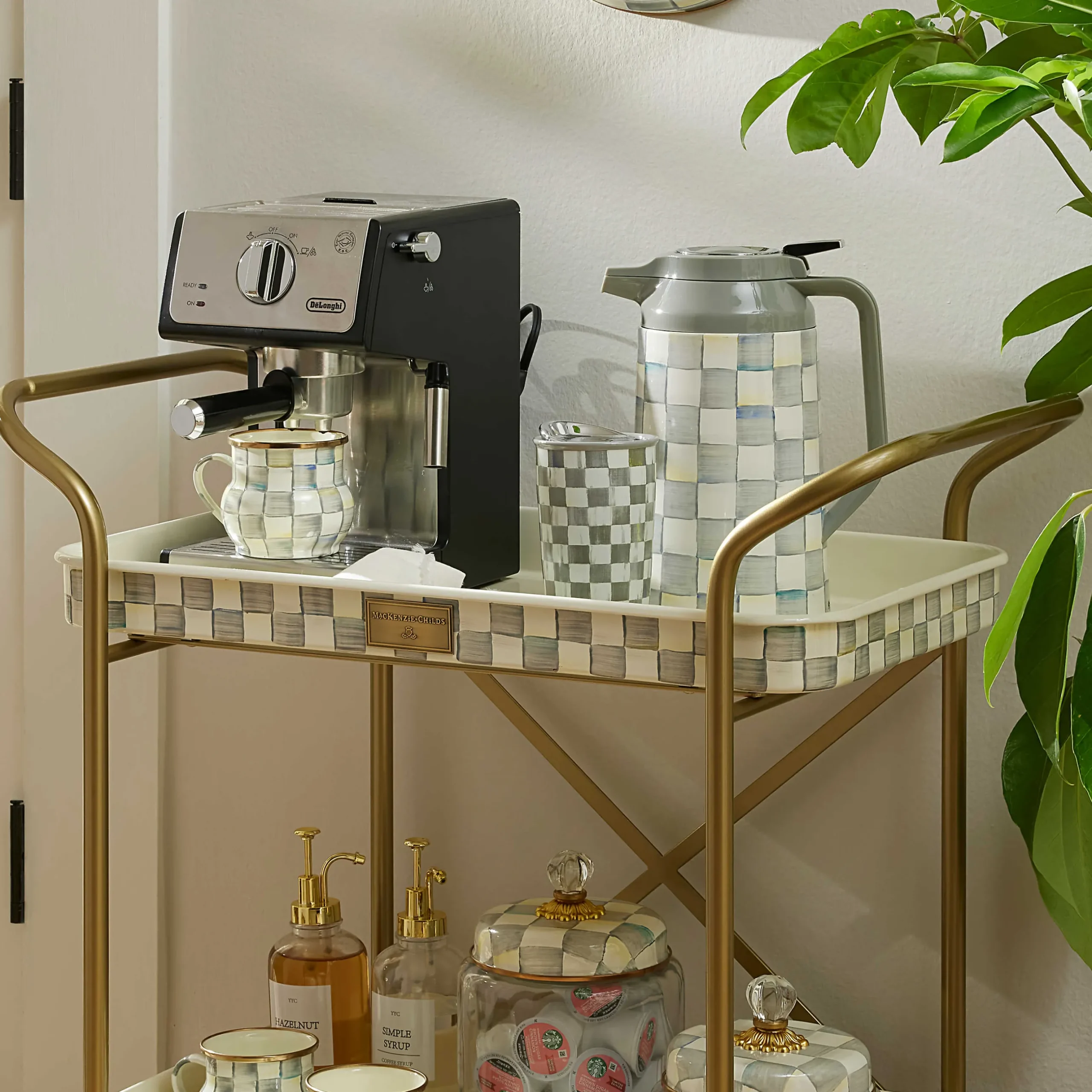 Accessories|The Coffee Shop|MacKenzie-Childs Sterling Check Ceramic Travel Cup
