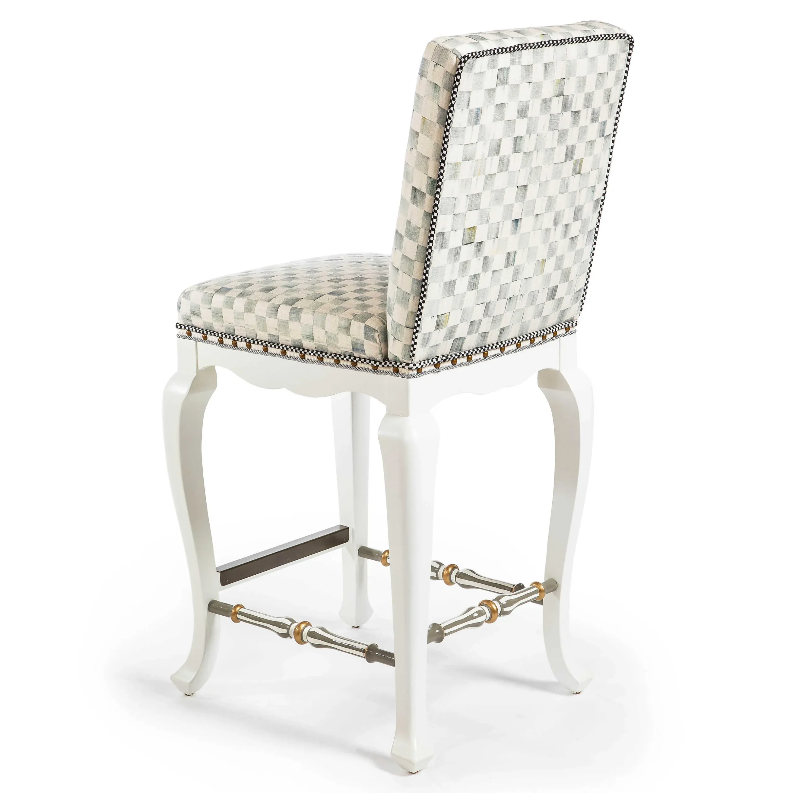 Dining Room & Kitchen|MacKenzie-Childs Sterling Check Counter Stool with Back