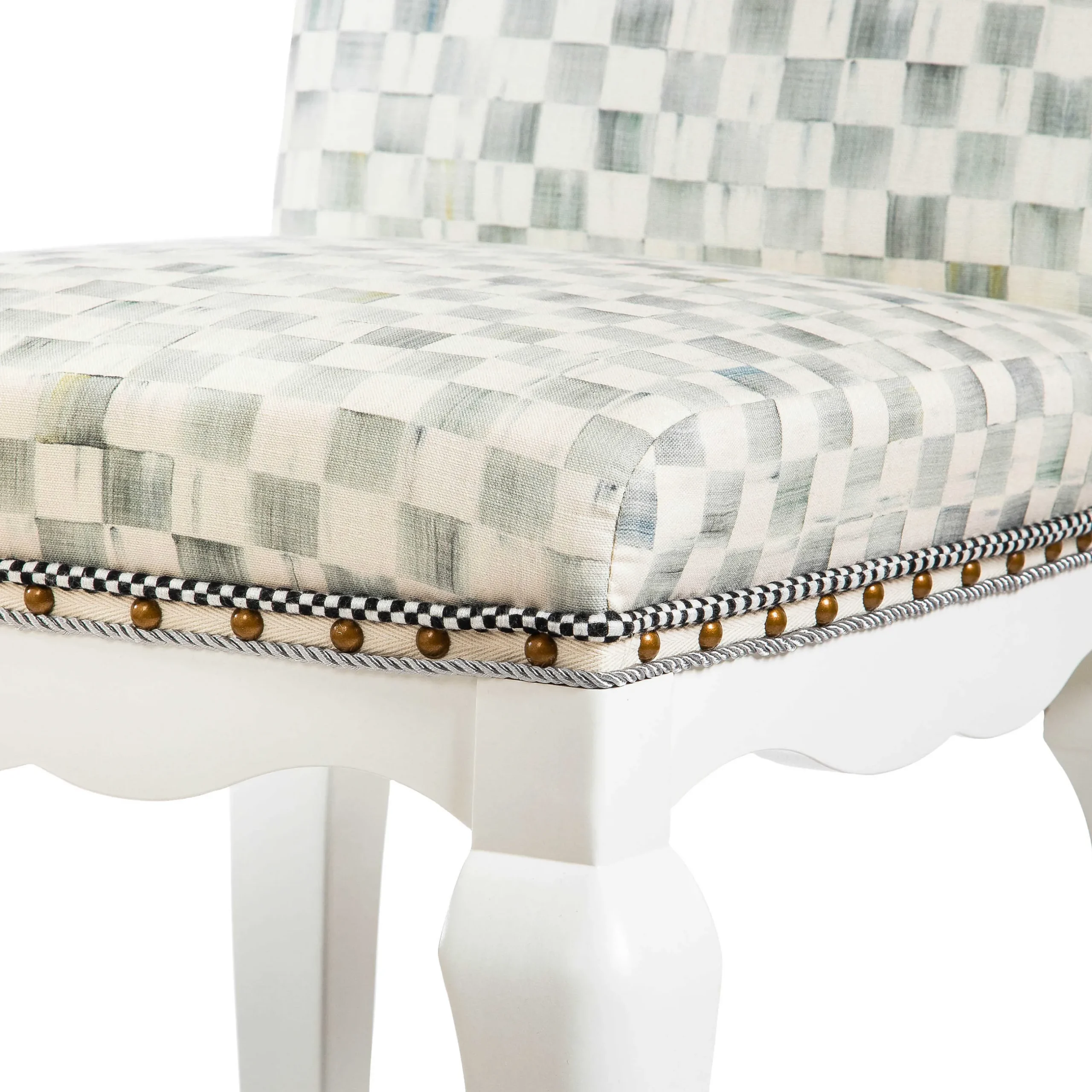 Dining Room & Kitchen|MacKenzie-Childs Sterling Check Counter Stool with Back