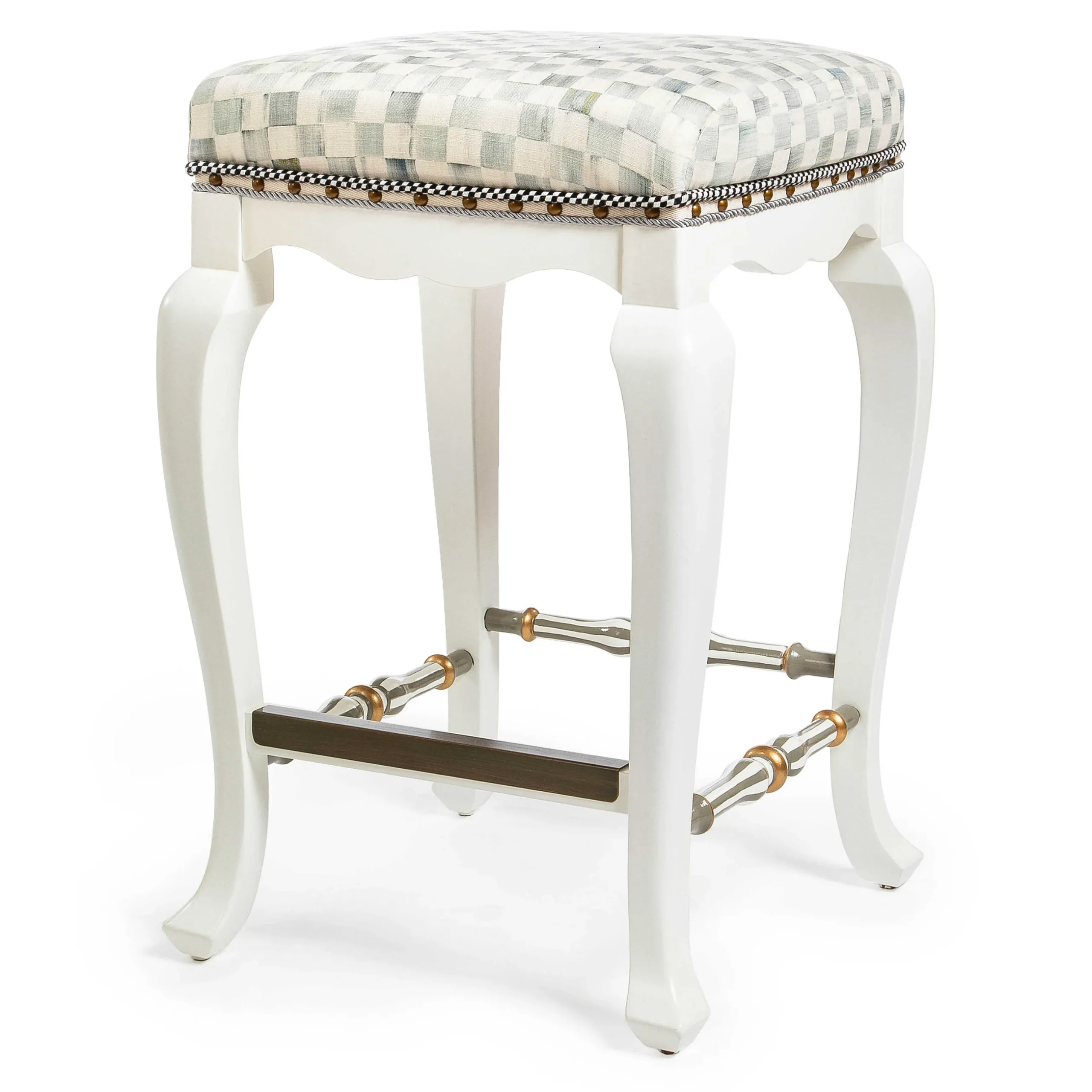 Dining Room & Kitchen|MacKenzie-Childs Sterling Check Counter Stool