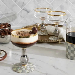 Fall Entertaining|Drinkware|MacKenzie-Childs Sterling Check Coupe Glass