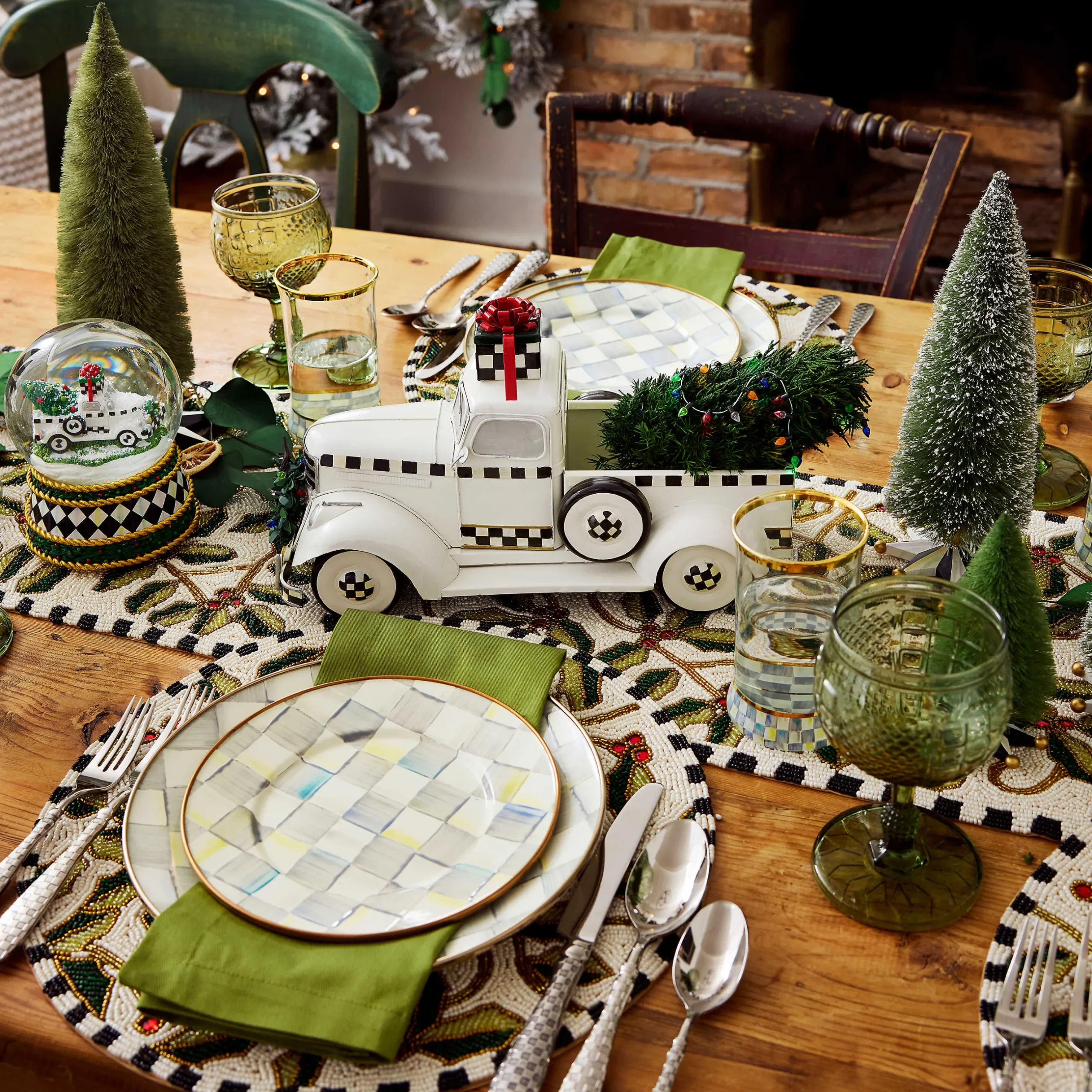 Dinnerware & Flatware|MacKenzie-Childs Sterling Check Dinner Plate