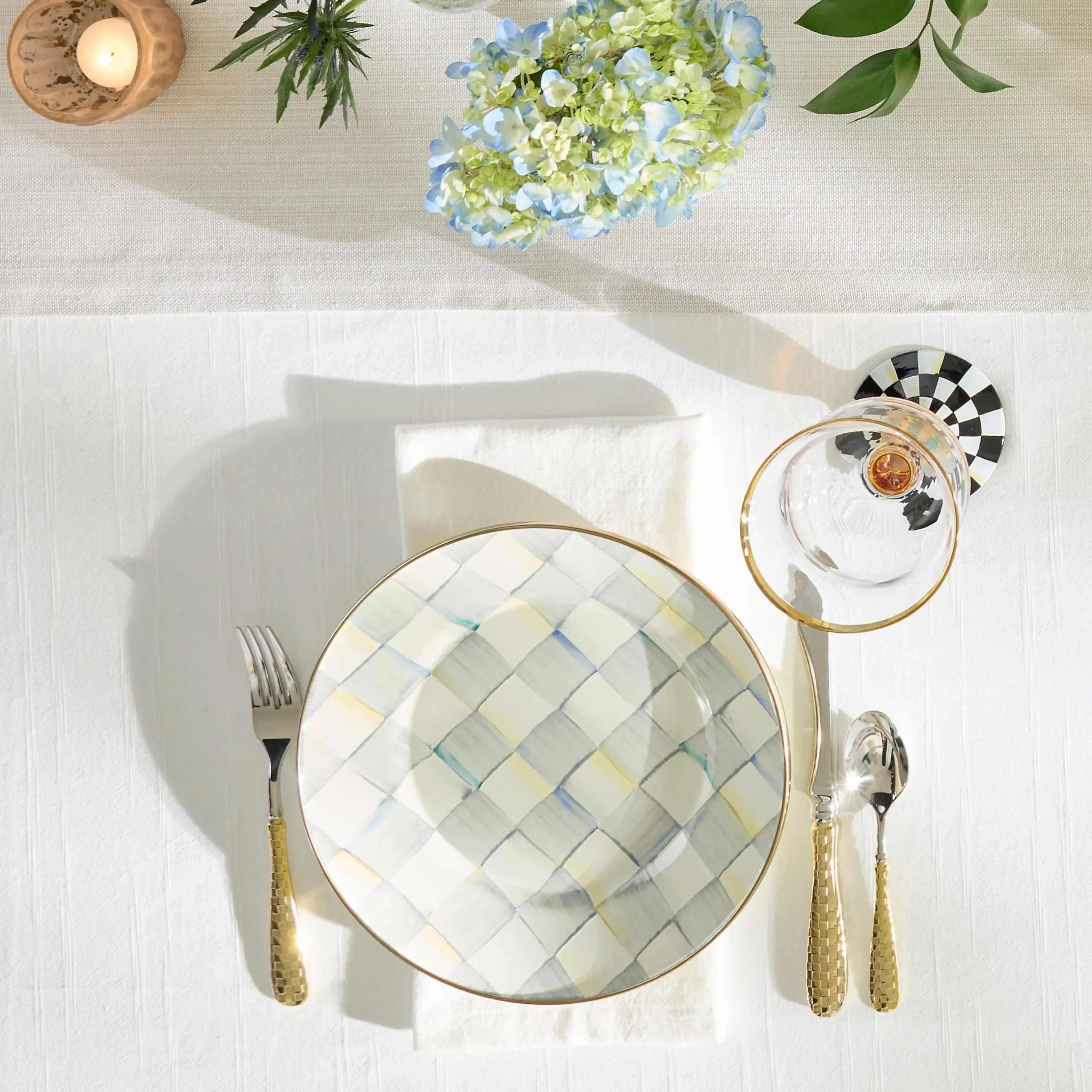 Dinnerware & Flatware|MacKenzie-Childs Sterling Check Dinner Plate