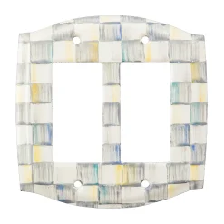 Finishing Touches|Room Accents|MacKenzie-Childs Sterling Check Double Rocker Switch Plate