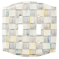 Finishing Touches|Room Accents|MacKenzie-Childs Sterling Check Double Toggle Switch Plate