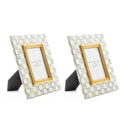 Decor Sets|Room Accents|MacKenzie-Childs Sterling Check Enamel 4 x 6 Frames, Set of 2