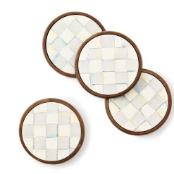 Fall Entertaining|Table Accessories|MacKenzie-Childs Sterling Check Enamel Coasters, Set of 4