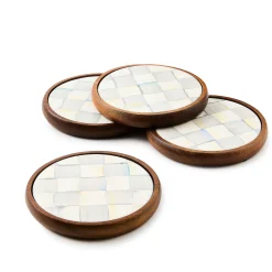 Fall Entertaining|Table Accessories|MacKenzie-Childs Sterling Check Enamel Coasters, Set of 4