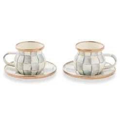 The Coffee Shop|Drinkware|MacKenzie-Childs Sterling Check Espresso Cup Saucer Set