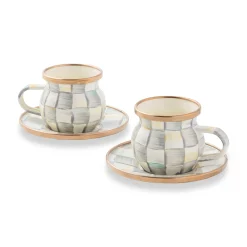 The Coffee Shop|Drinkware|MacKenzie-Childs Sterling Check Espresso Cup  Saucer Set