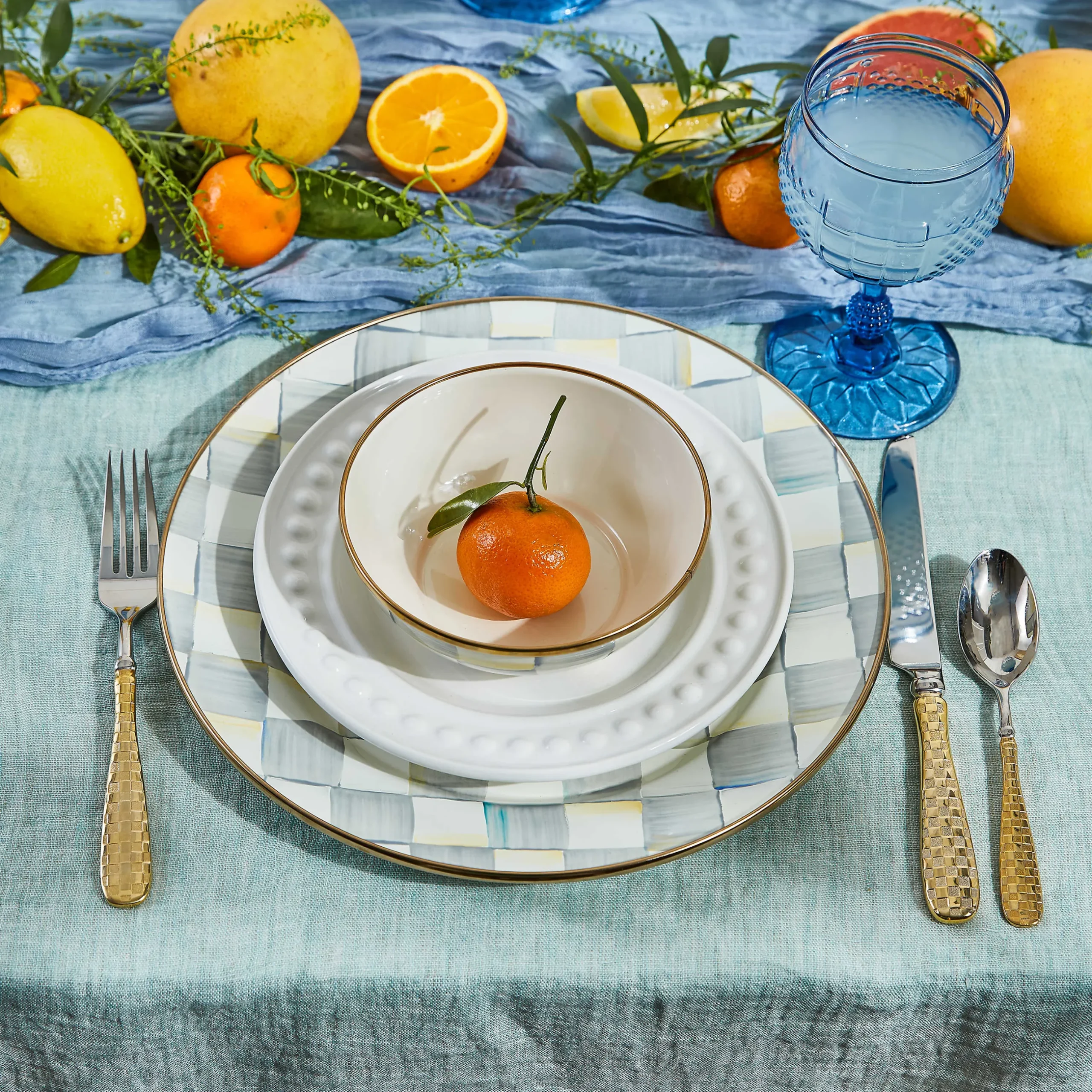 Bar Entertaining|Dinnerware & Flatware|MacKenzie-Childs Sterling Check Everyday Bowl