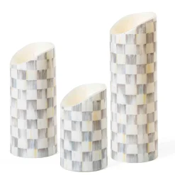 Decor Sets|Candles & Fragrances|MacKenzie-Childs Sterling Check Flicker Candles - Set of 3