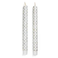 Holiday|Candles & Fragrances|MacKenzie-Childs Sterling Check Flicker Dinner Candles, Set of 2