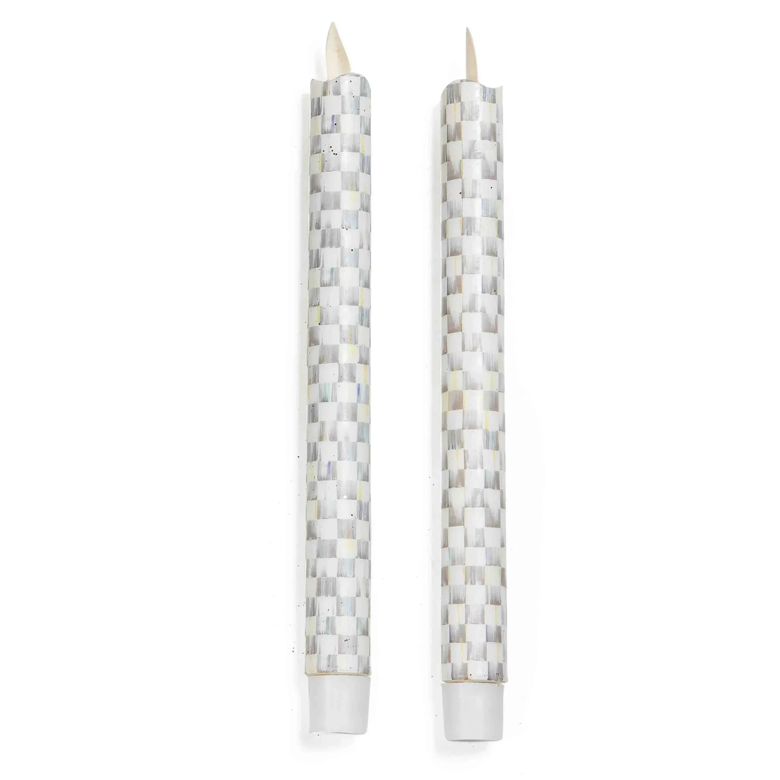 Holiday|Candles & Fragrances|MacKenzie-Childs Sterling Check Flicker Dinner Candles, Set of 2