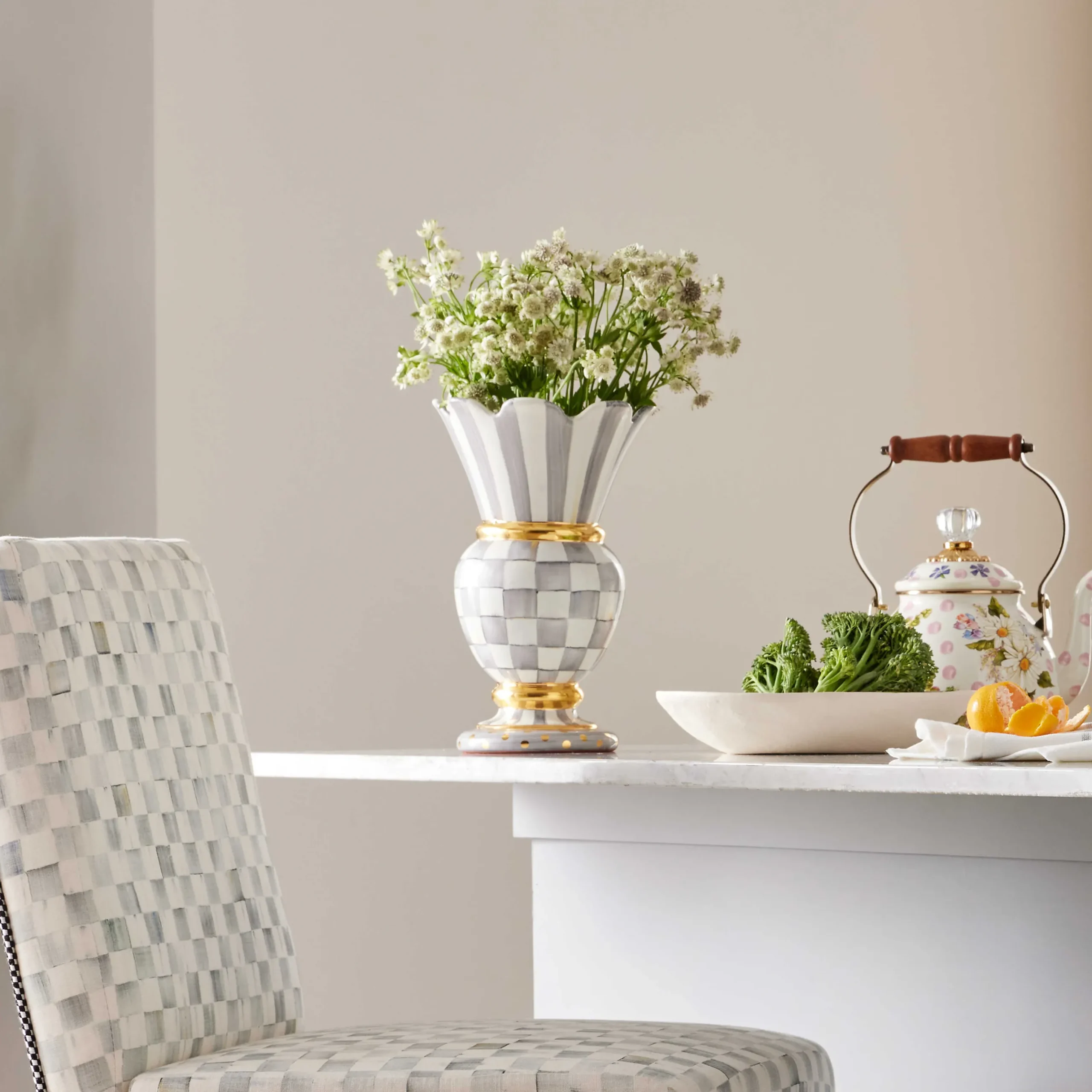 Room Accents|MacKenzie-Childs Sterling Check Great Vase