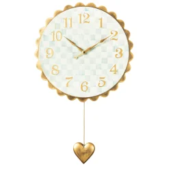 Room Accents|MacKenzie-Childs Sterling Check Heart Pendant Wall Clock