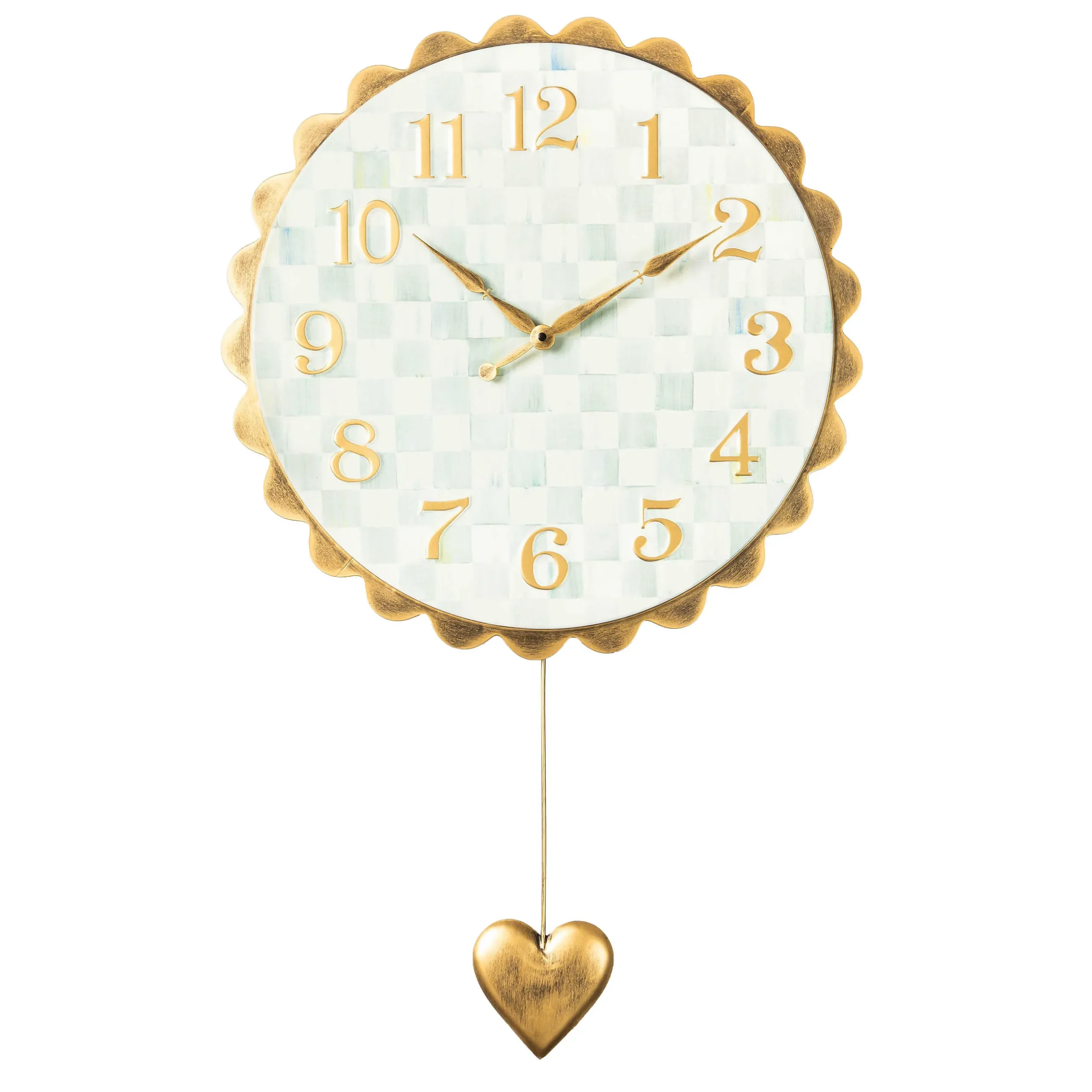 Room Accents|MacKenzie-Childs Sterling Check Heart Pendant Wall Clock