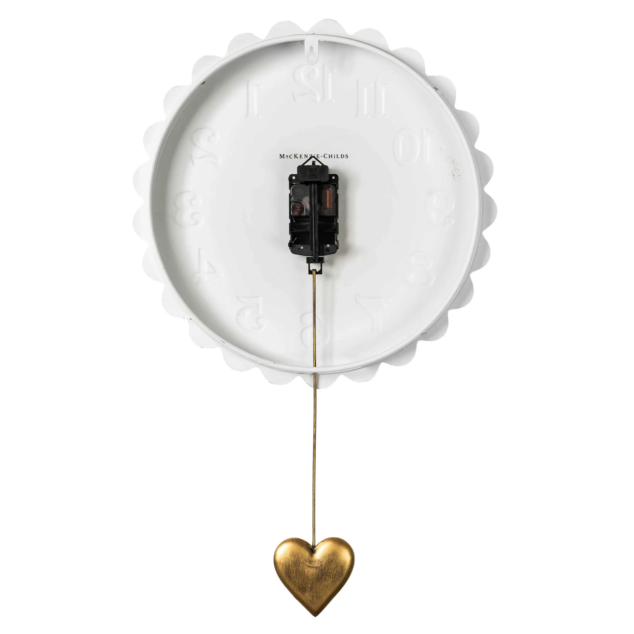 Room Accents|MacKenzie-Childs Sterling Check Heart Pendant Wall Clock