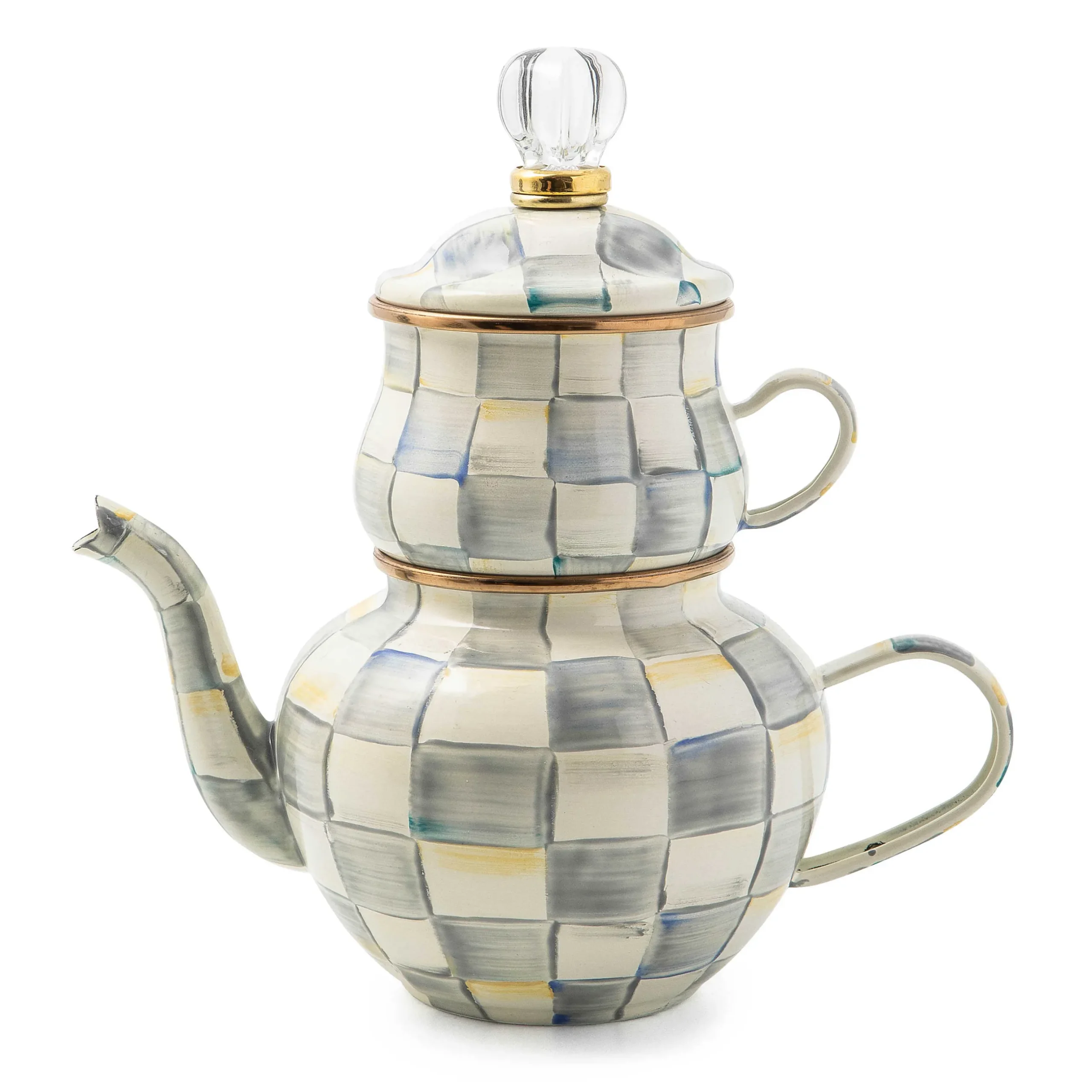 The Coffee Shop|Serveware|MacKenzie-Childs Sterling Check High Tea