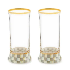 Kitchen & Dining Sets|Fall Entertaining|MacKenzie-Childs Sterling Check Highball Glass, Set of 2